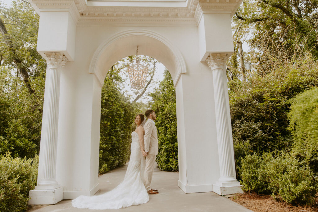 first touch with bride and groom at southern charm wedding