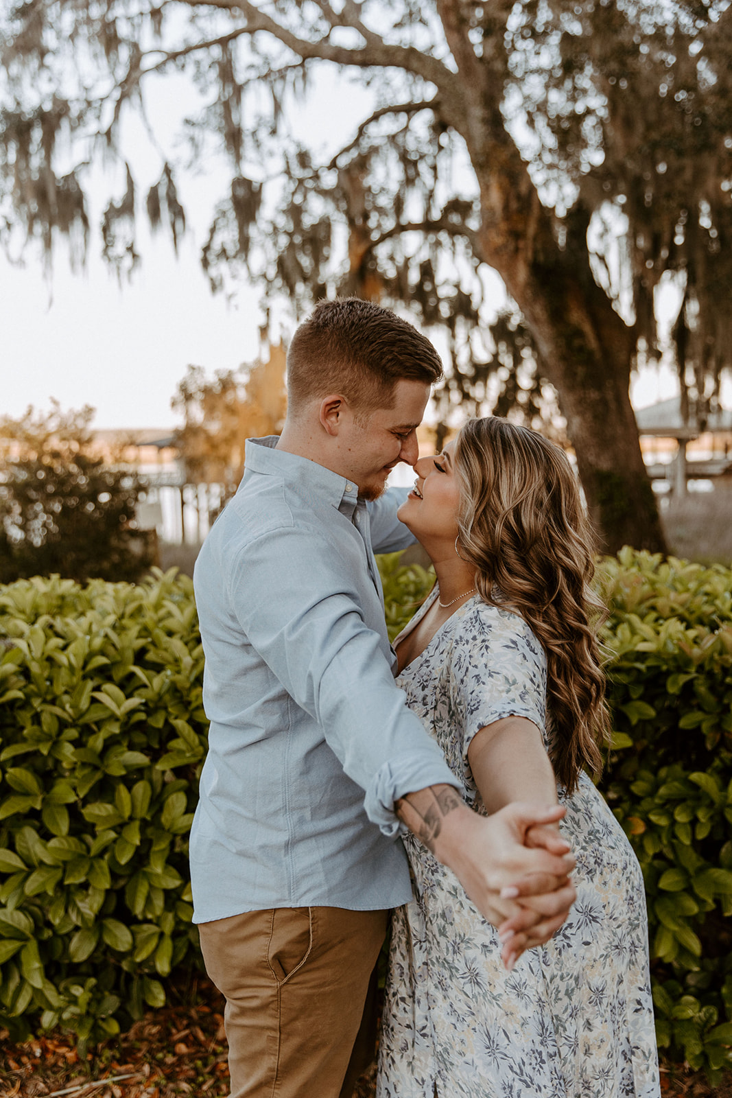 couple has a dreamy surprise proposal engagement session in the Isle of Hope in 