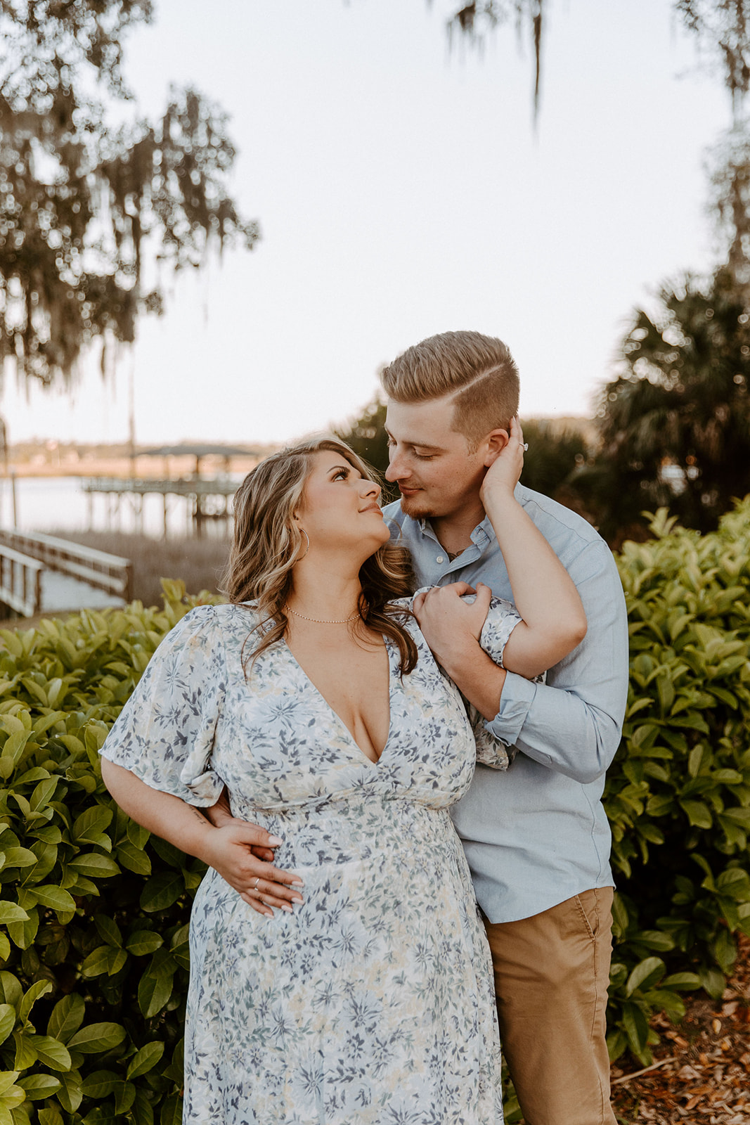 couple has a dreamy surprise proposal engagement session in the Isle of Hope in 