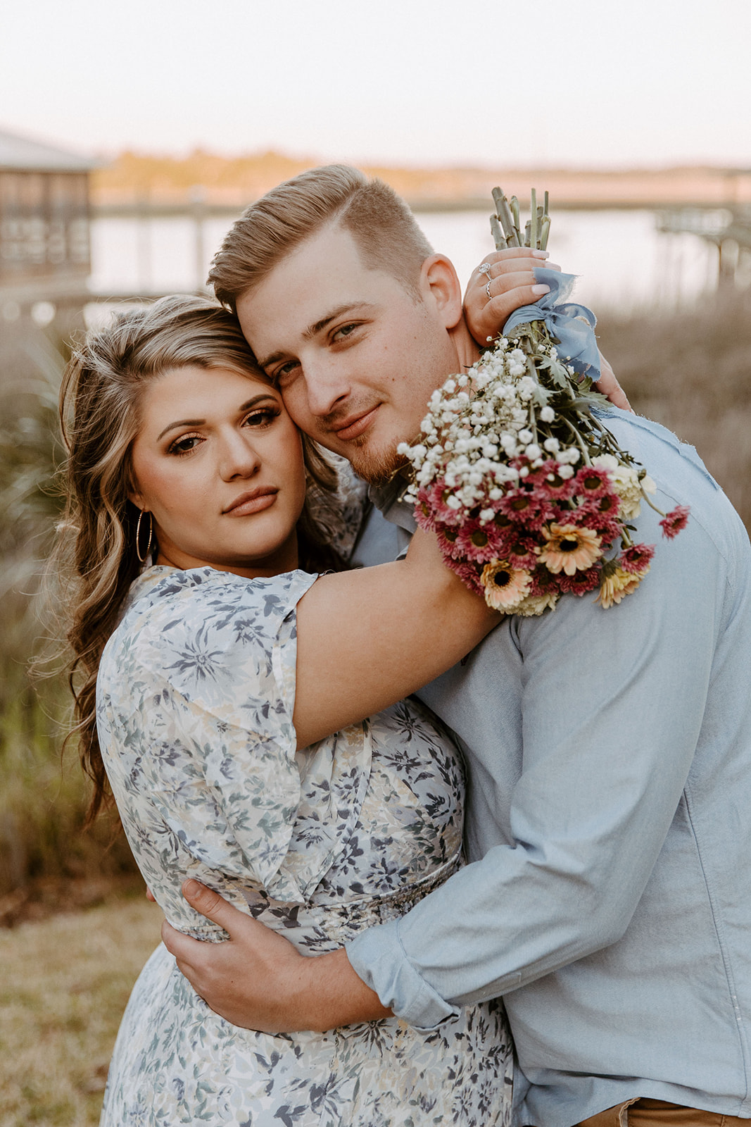 couple has a dreamy surprise proposal engagement session in the Isle of Hope in 