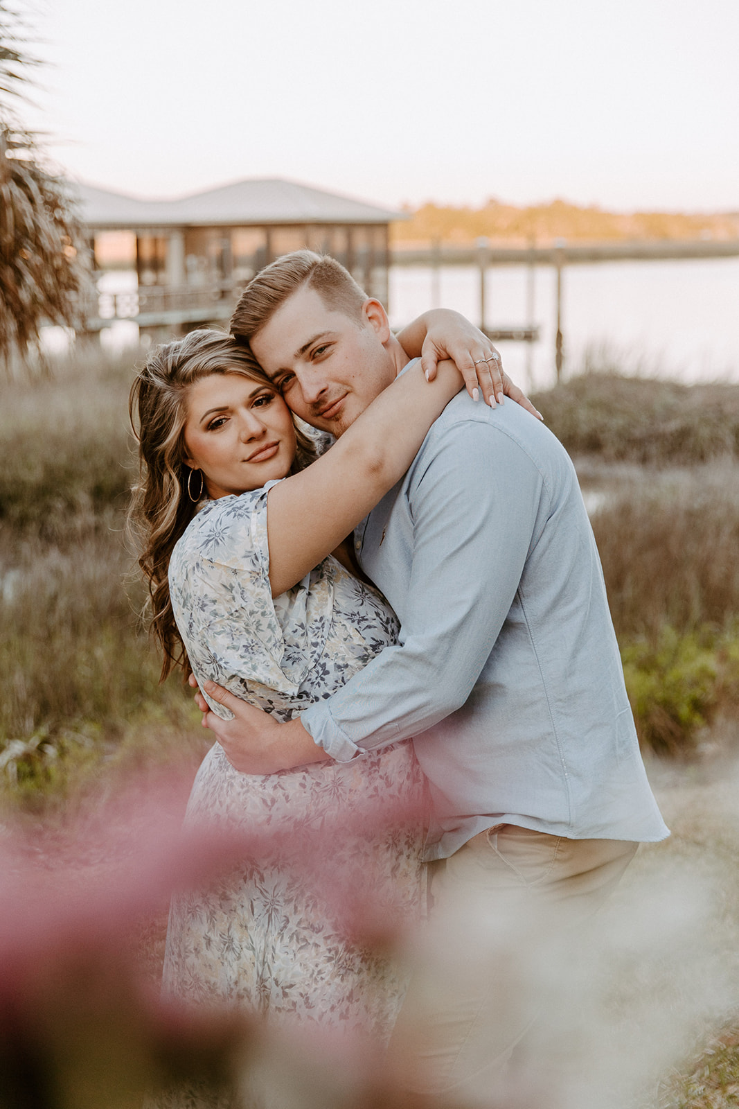 couple has a dreamy surprise proposal engagement session in the Isle of Hope in 