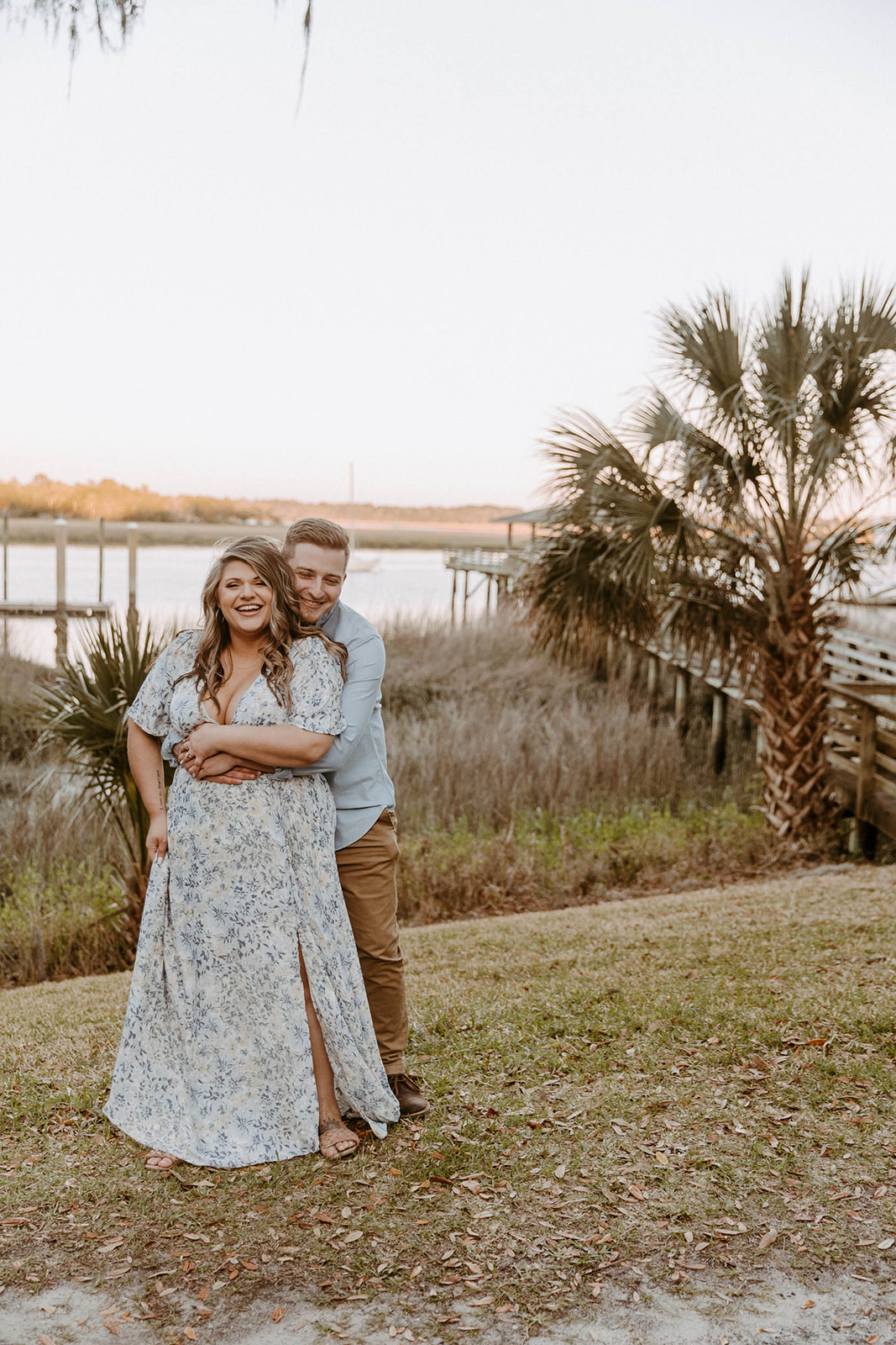 couple has a dreamy surprise proposal engagement session in the Isle of Hope in 