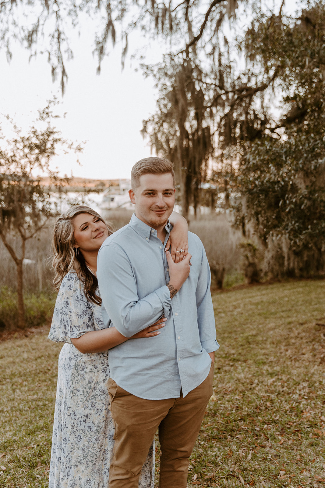 couple has a dreamy surprise proposal engagement session in the Isle of Hope in 