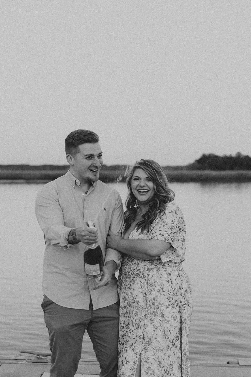 couple has a dreamy surprise proposal engagement session in the Isle of Hope in 