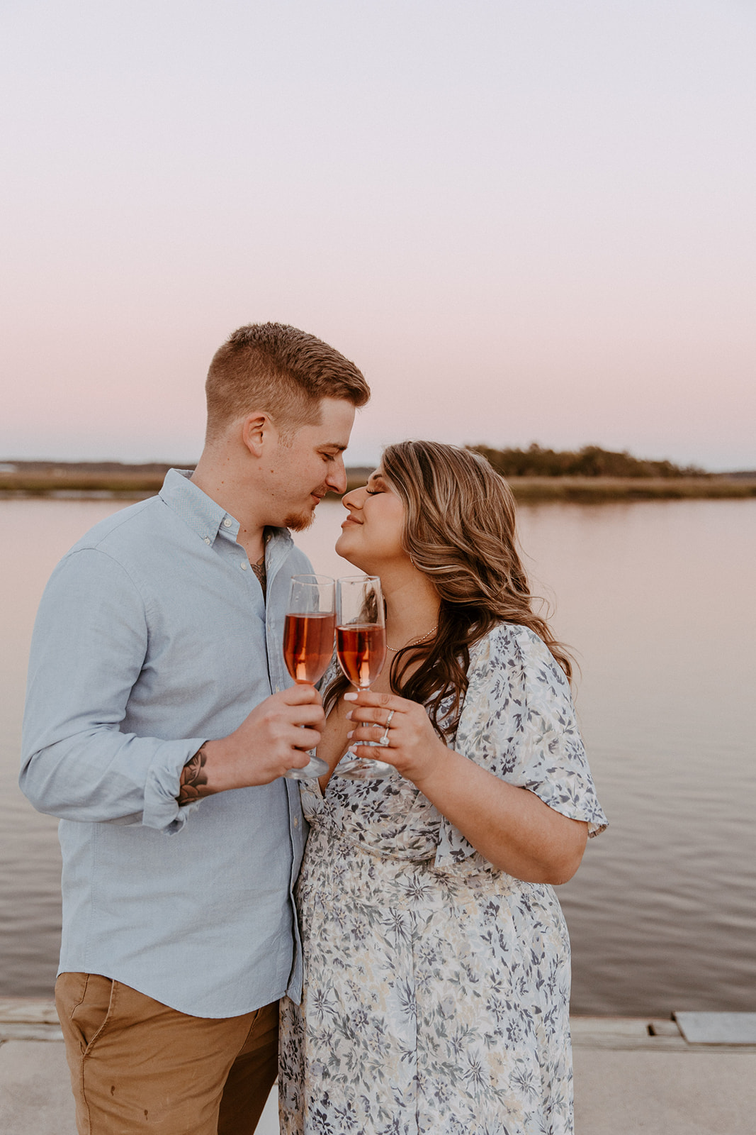 couple has a dreamy surprise proposal engagement session in the Isle of Hope 