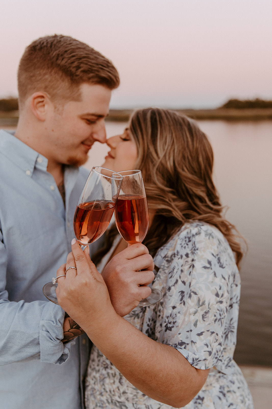 couple has a dreamy surprise proposal engagement session in the Isle of Hope 