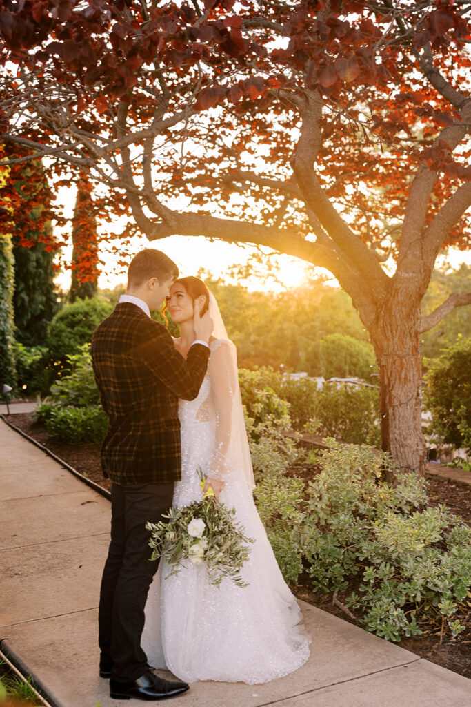 golden hour bride and groom photos