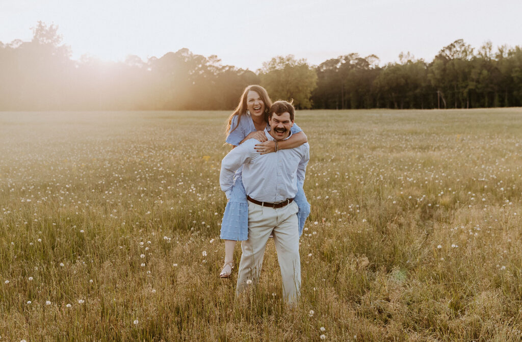 couple playing during their anniversary session