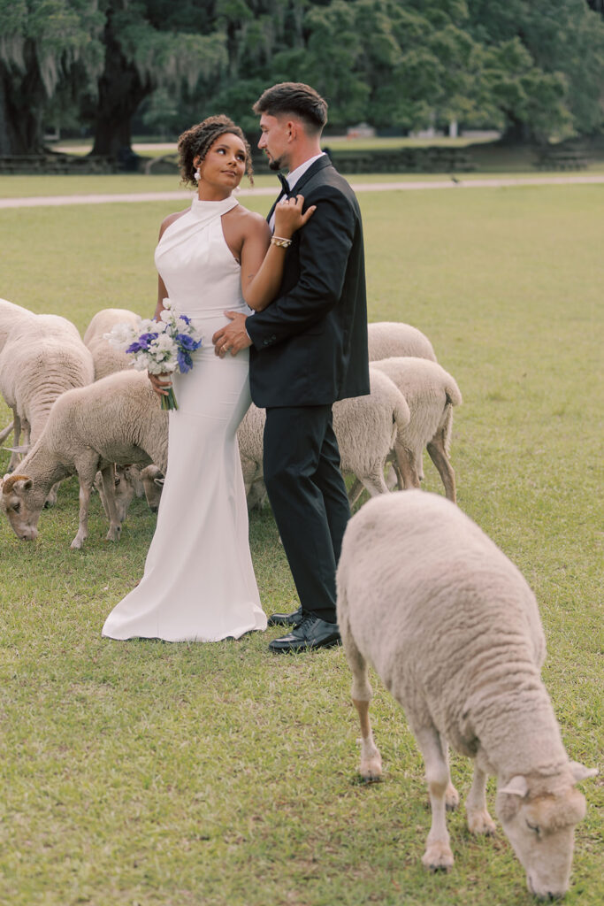 picture of the bride and groom at their dream venue 