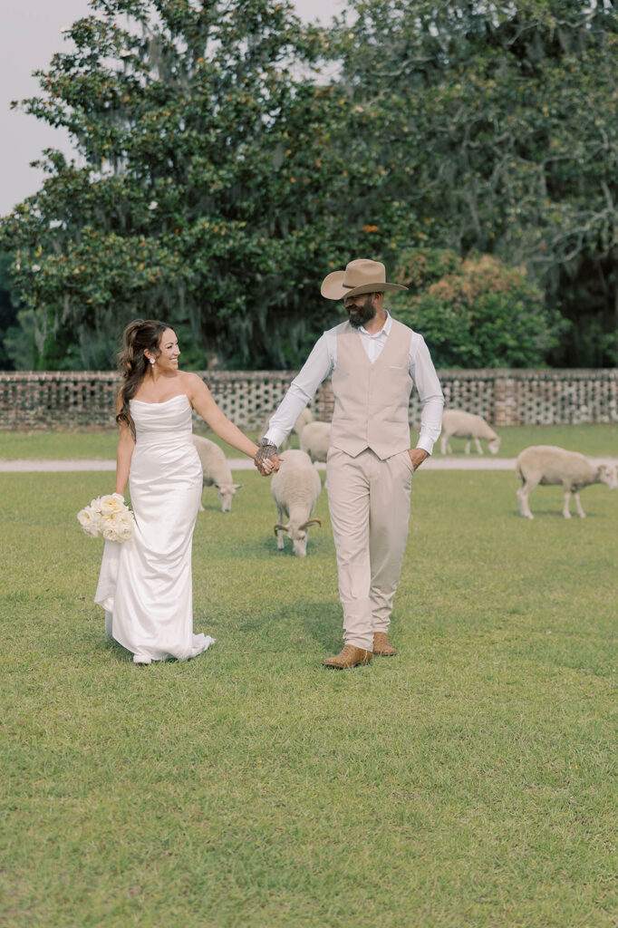 couple walking around their dream wedding venue 
