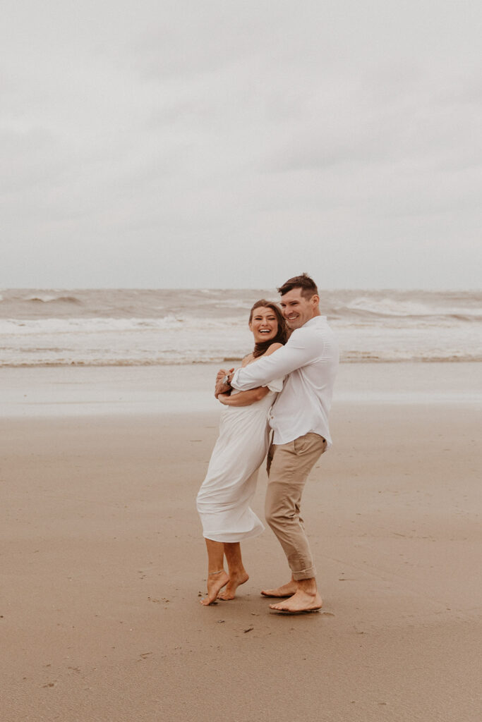 cute picture of the couple hugging during their session