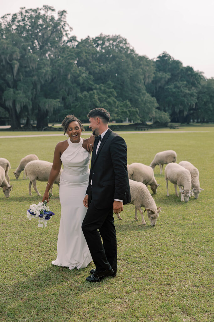 portrait of the bride and groom at their dream wedding 