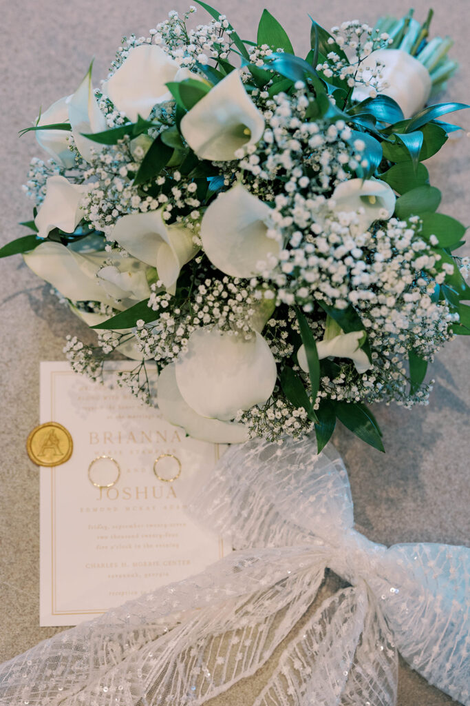 stunning wedding bouquet with blue flowers 