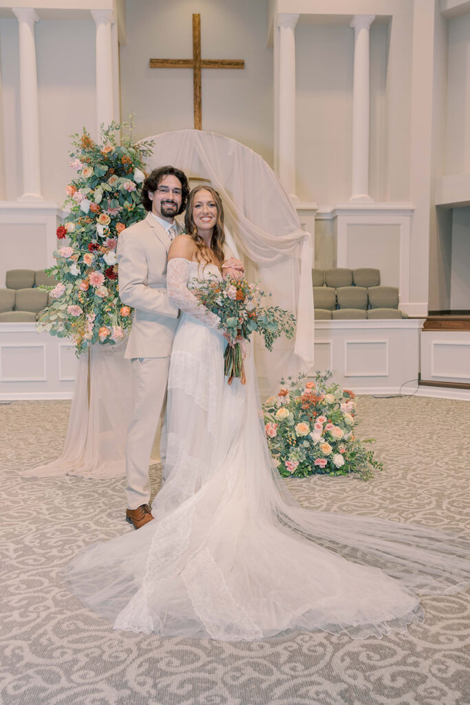 couple posing for the camera during their bridal session