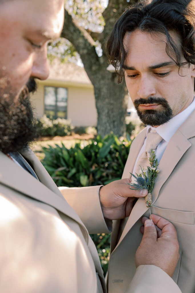 Groom before his first look with the bride