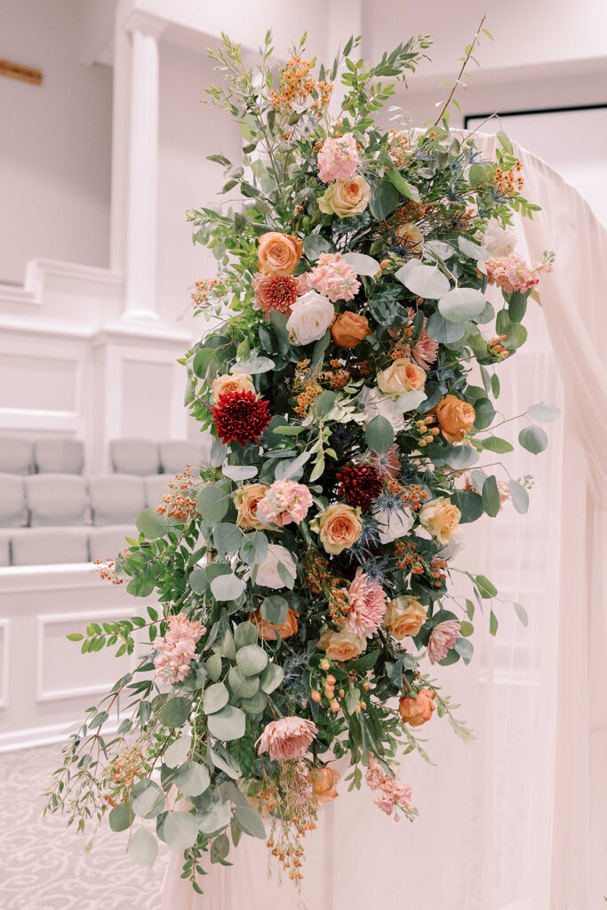 Vibrant florals at the ceremony