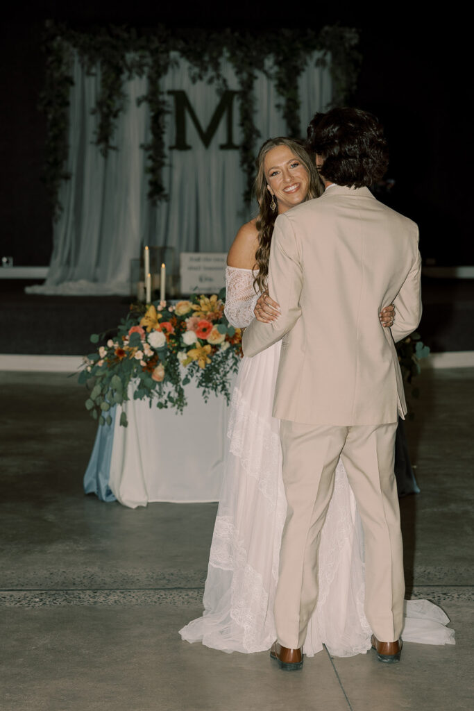 Newly married couple at their first dance
