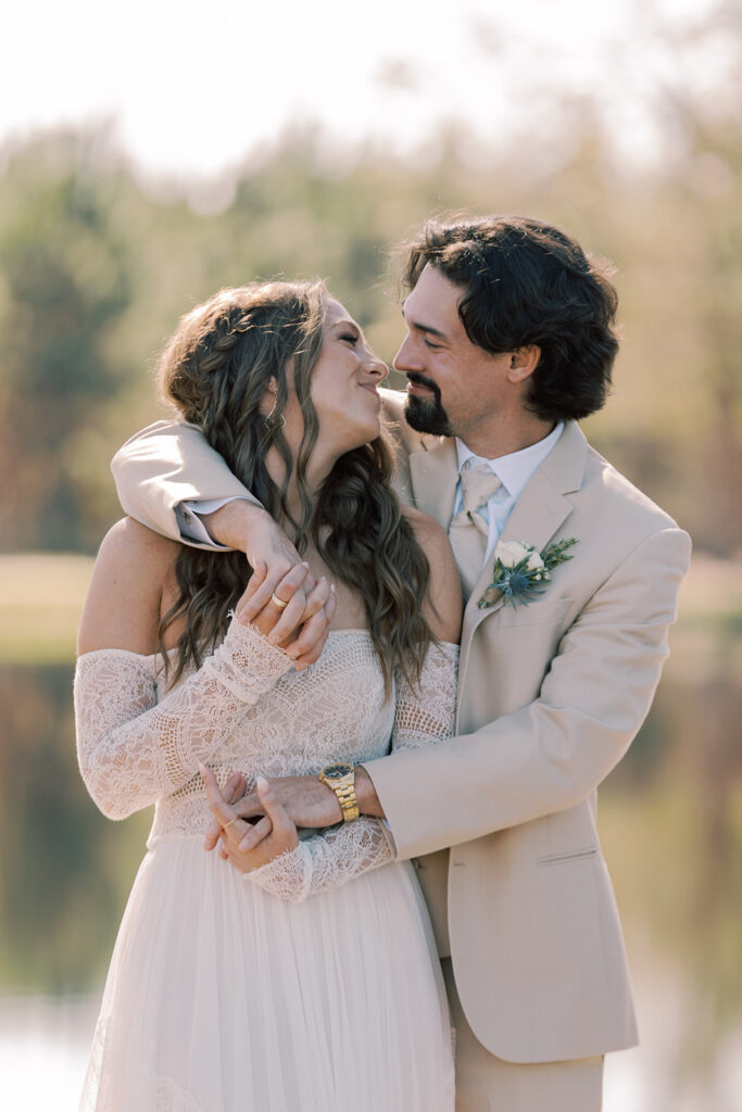 Golden hour bride and groom portraits