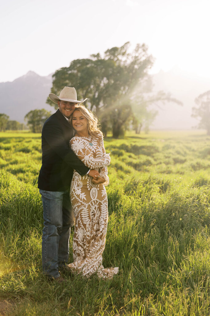 picture of the newly eloped couple laughing with each other