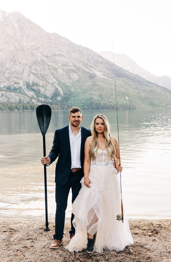 happy couple at their adventurous elopement