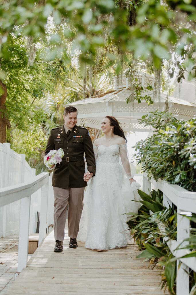 happy couple heading to their reception party