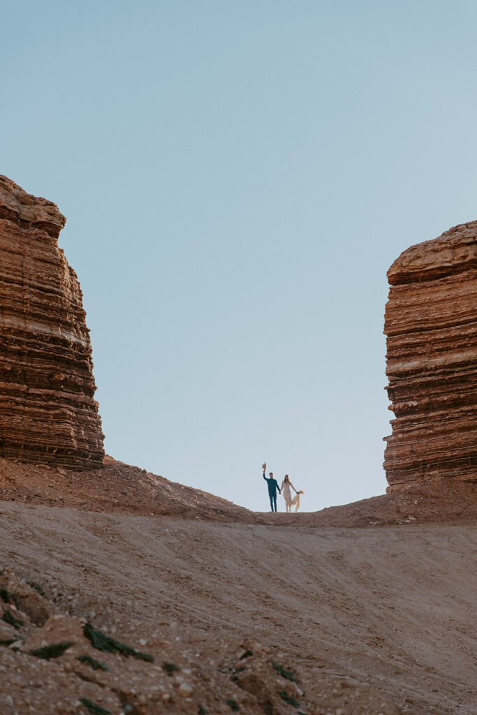 happy couple at their adventurous elopement 