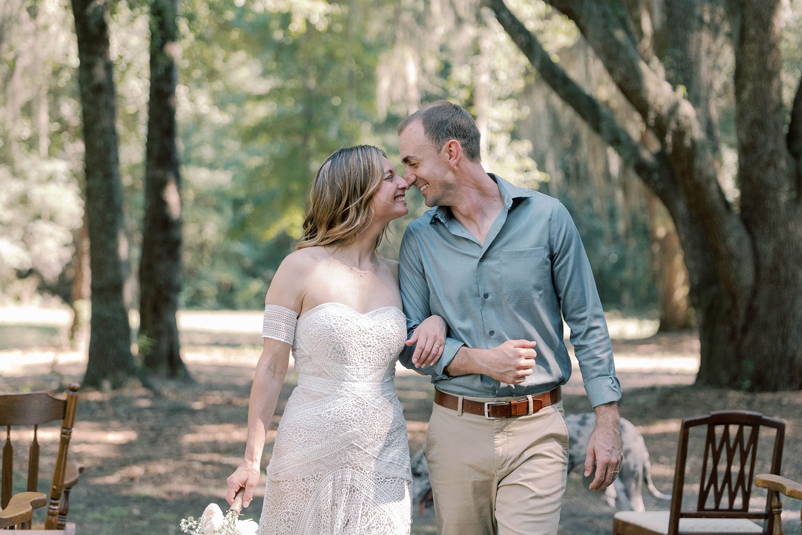 happy couple heading to their reception party