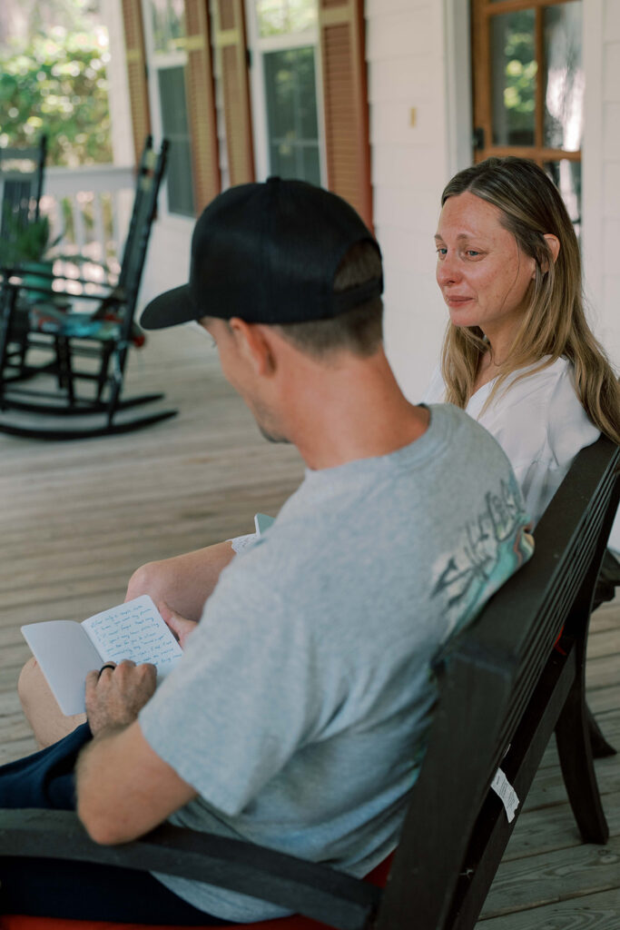 couple emotional reading their vows
