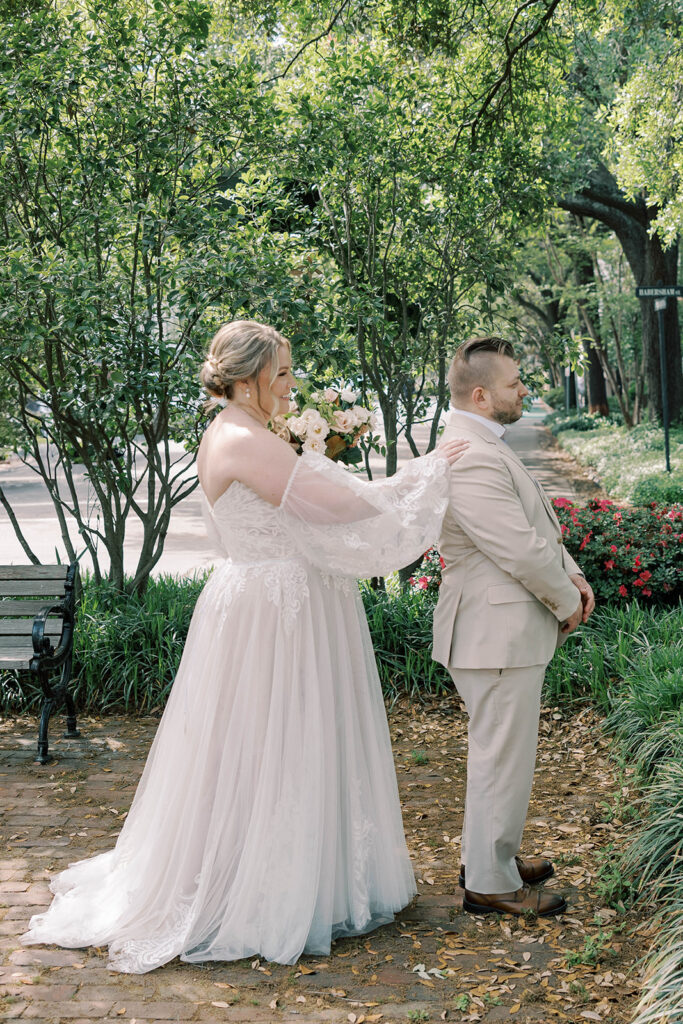 cute couple at their dream wedding in savannah 