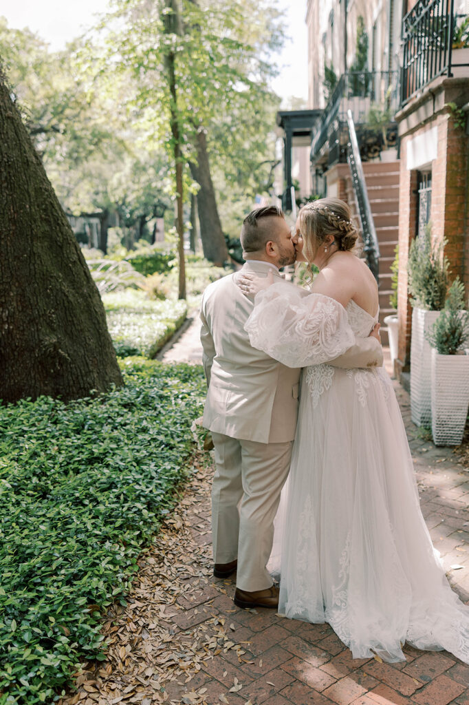 cute picture of the couple hugging during their bridal portraits 