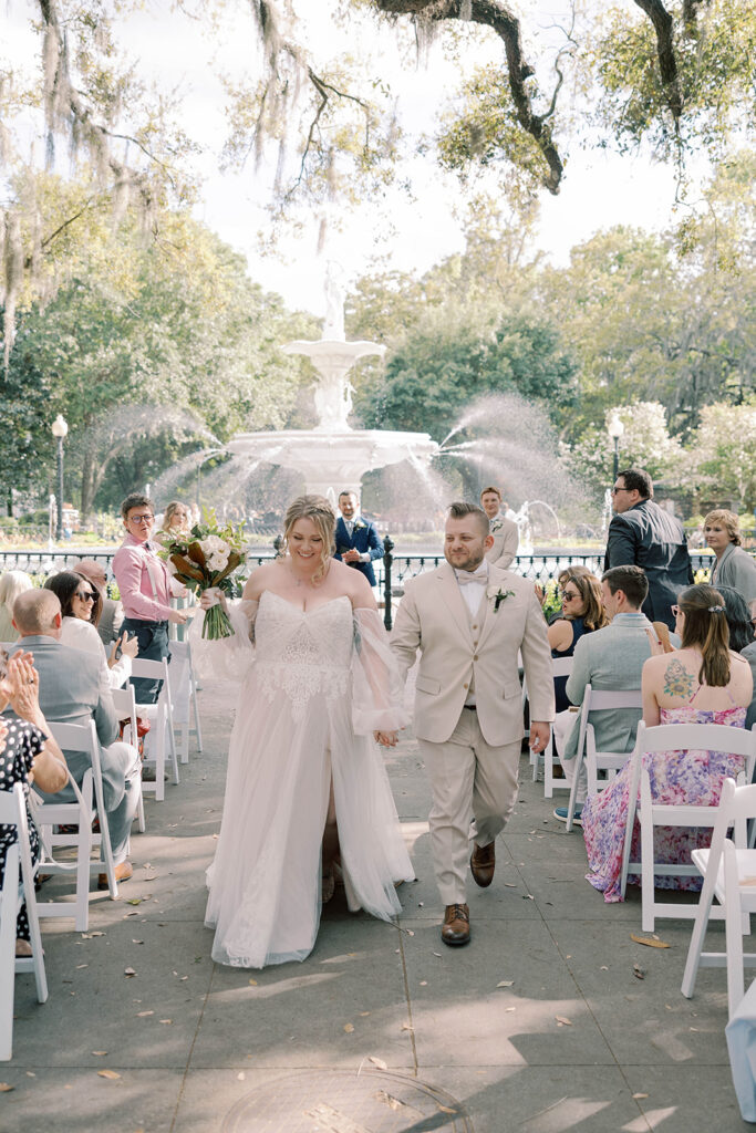 Picture of the newlyweds heading to their reception party