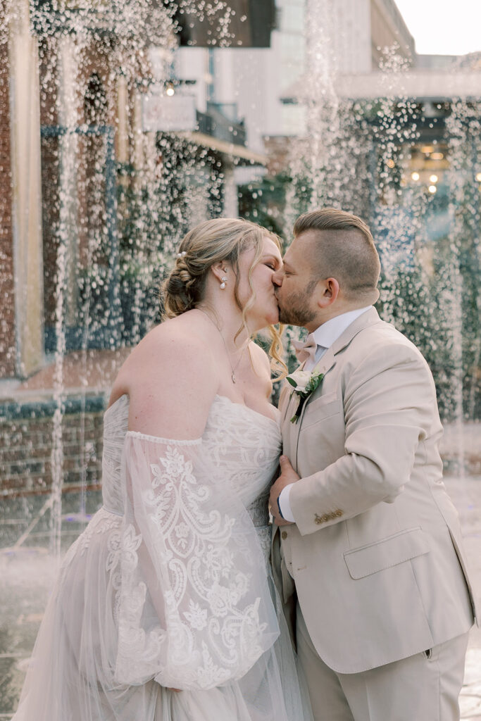 Picture of the newlyweds kissing