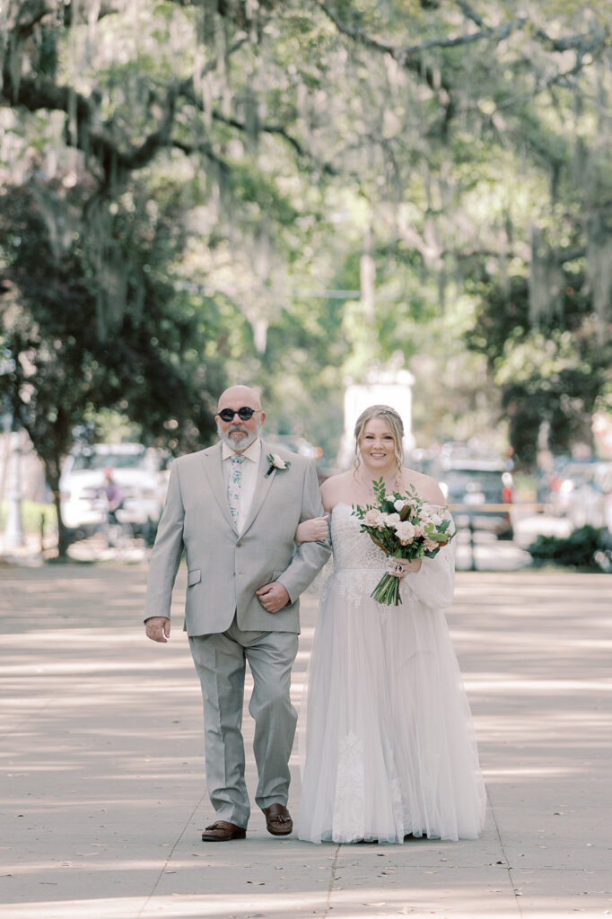Cute picture of the bride walking down the aisle