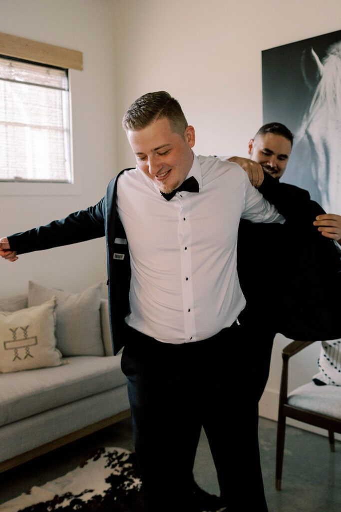 groom getting ready for his wedding ceremony