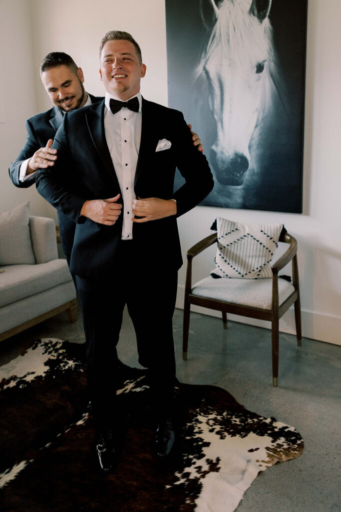 groom before heading to his first look with the bride