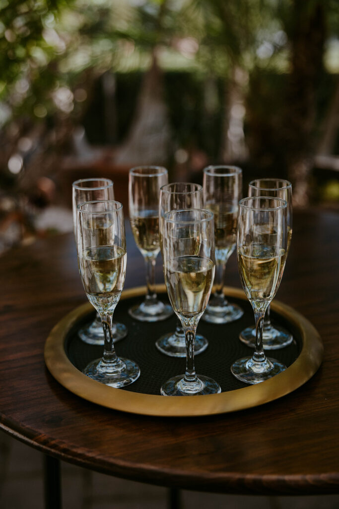 Champagne at the wedding reception