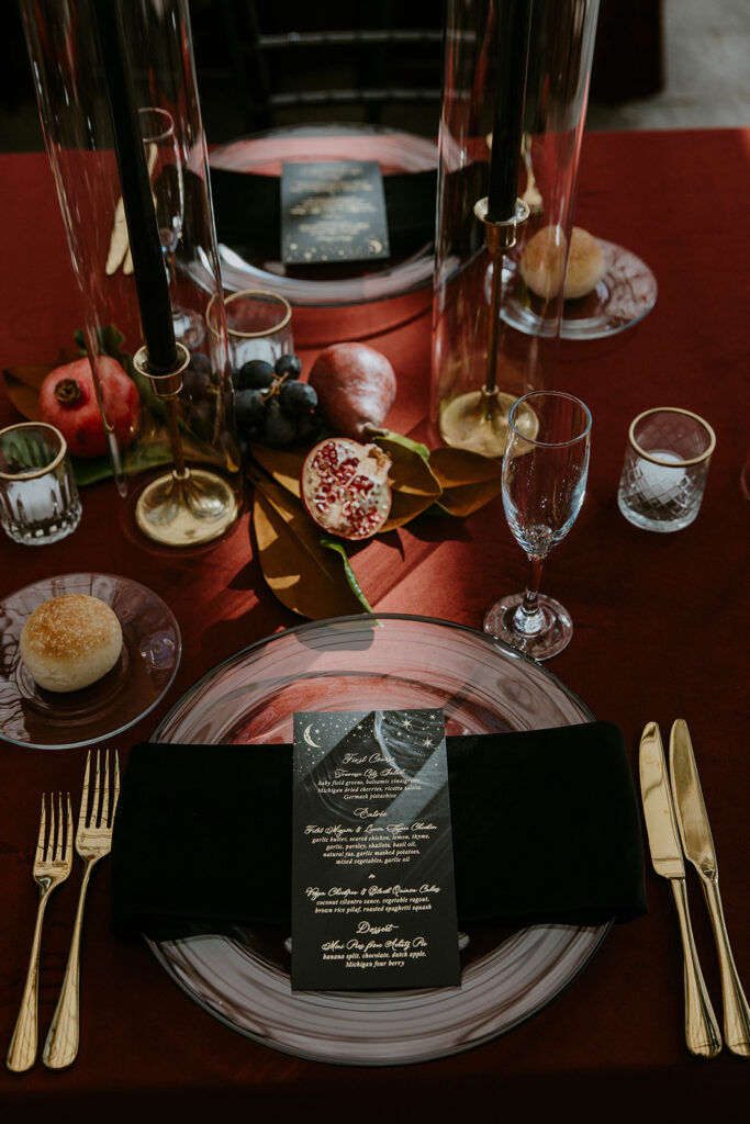 Vibrant wedding reception details