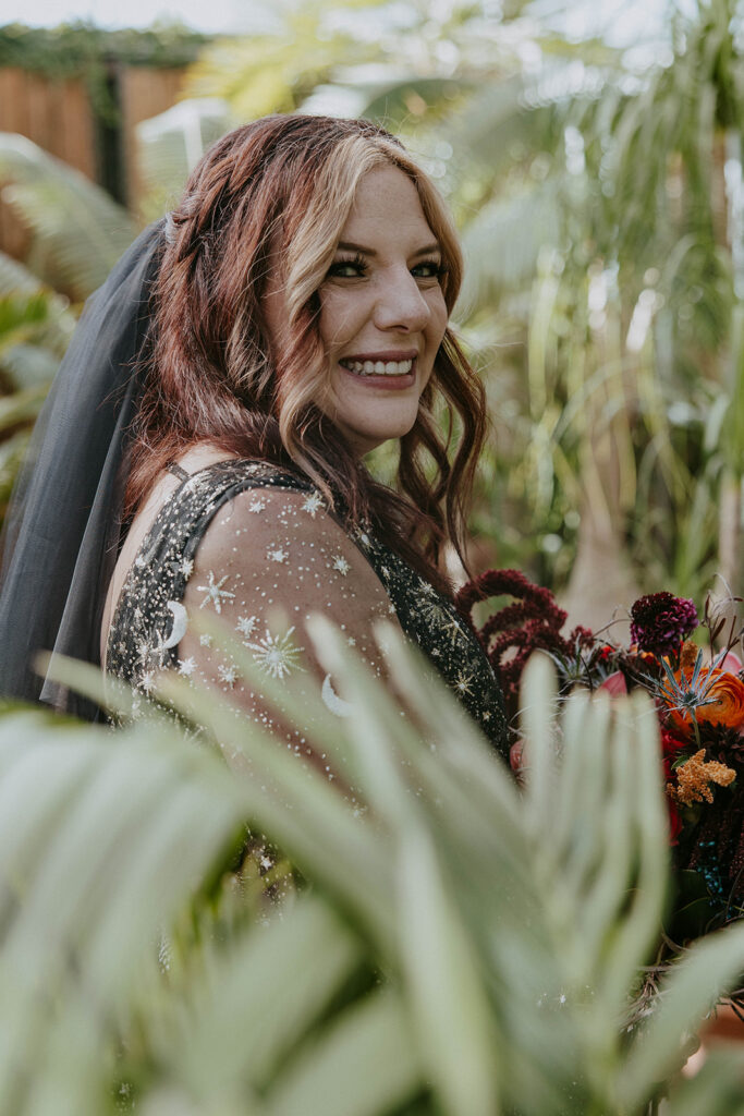 Picture of the bride smiling at the camera