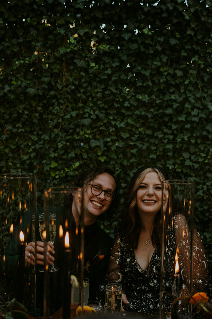 cute picture of the newlyweds at the reception