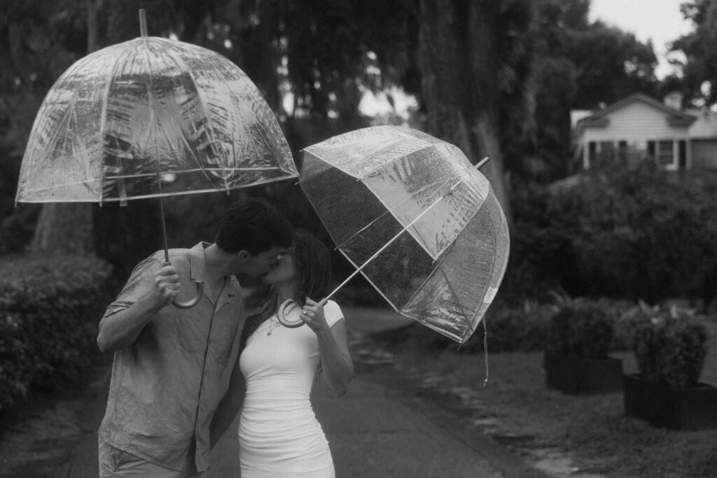 Happy couple of their dream moody engagement photoshoot