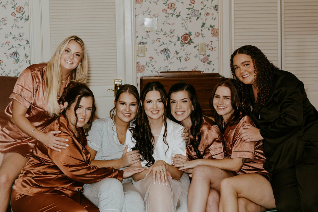 bride and her friends before getting ready for the ceremony