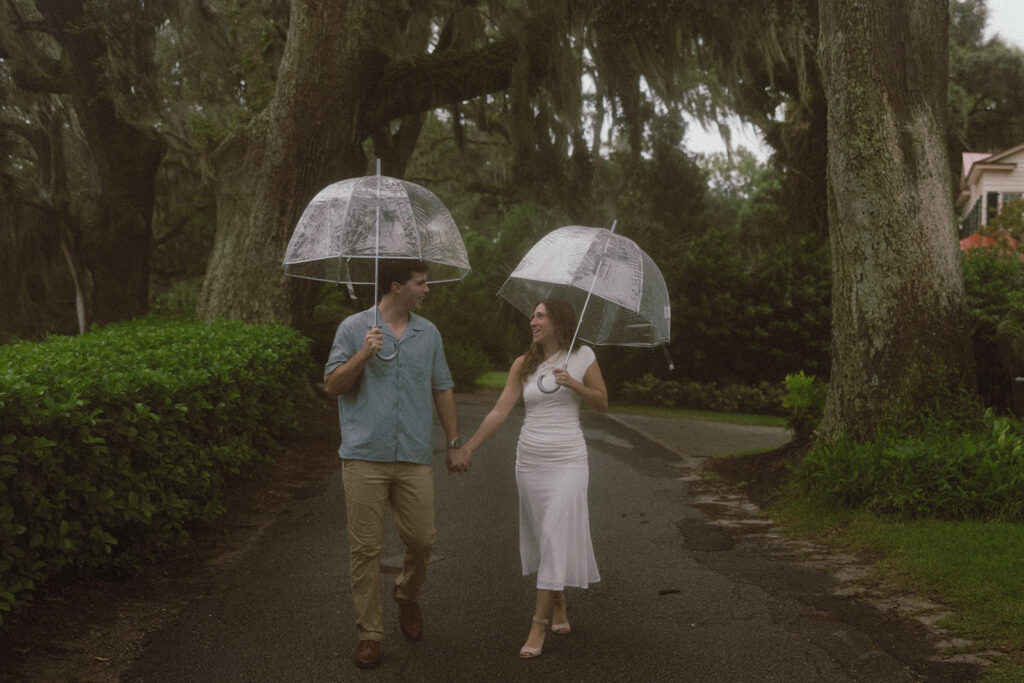 Chloe & Parker’s Romantic Isle of Hope Engagement Session in the Rain