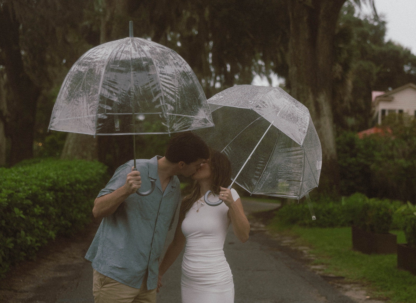 Happy couple of their dream moody engagement photoshoot