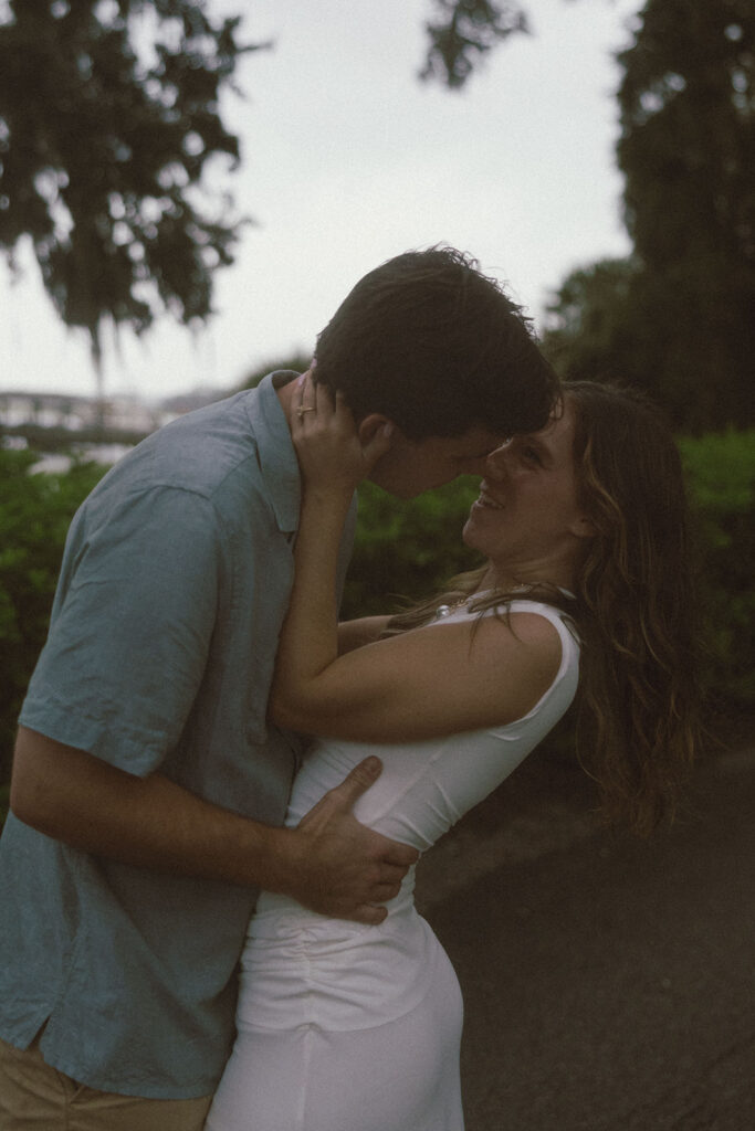 Chloe & Parker’s Romantic Isle of Hope Engagement Session in the Rain