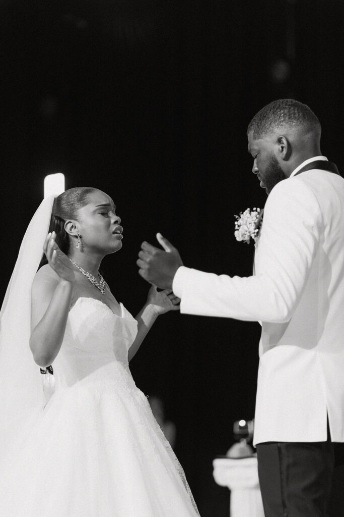 couple praying during their ceremony