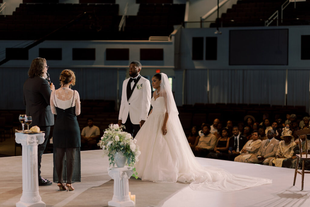 bride and groom at their intimate wedding ceremony
