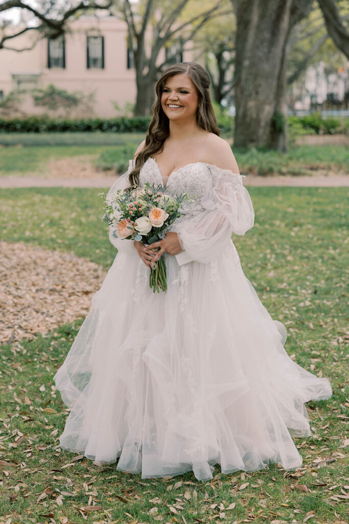 cute picture of the bride before her first look with the groom