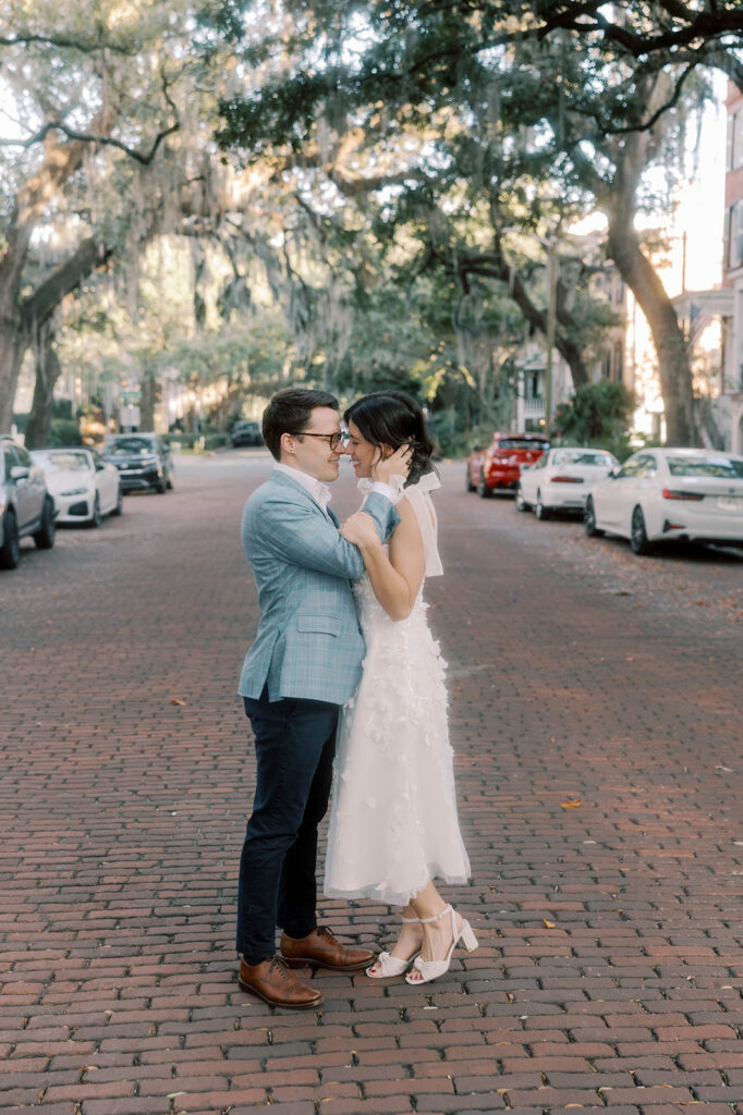 couple at their classic and timeless engagement photos in GA