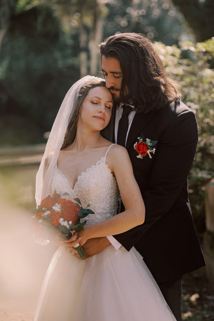 Picture of the bride groom, hugging