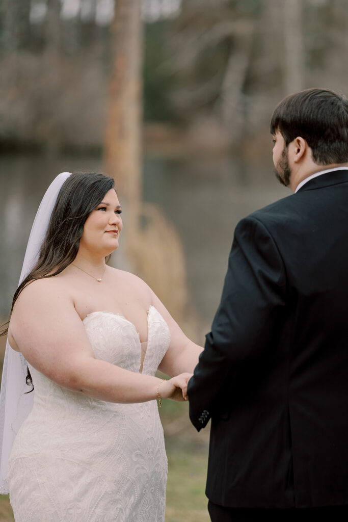 bride and groom emotional during their wedding ceremony